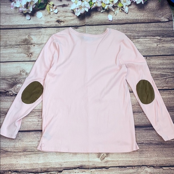 ❤️Ralph Lauren Light Pink Knit Top with Brown Elbow Patches - Picture 4 of 11